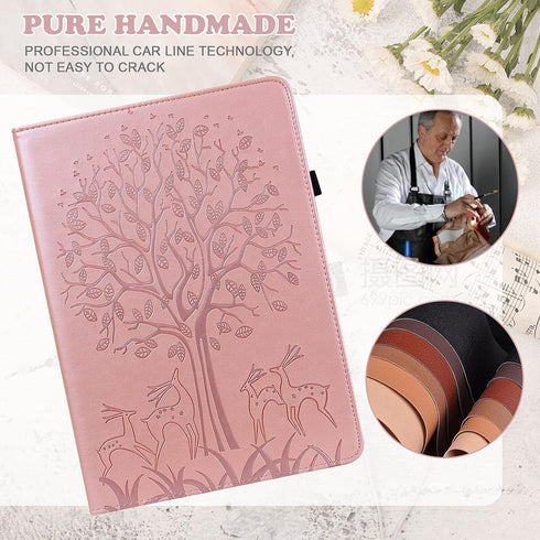 Case for Xiaomi Redmi Pad 10.61 Inch 2022 - Embossed Design Deer & Tree PU Leather Flip Stand Case with Pen Holder