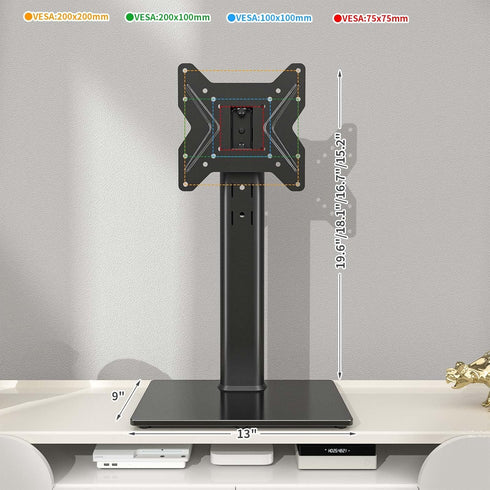 Universal Swivel TV/Table Top Stand for 19 to 43 inch TVs, 90 Degree Swivel, 4 Level Height Adjustable