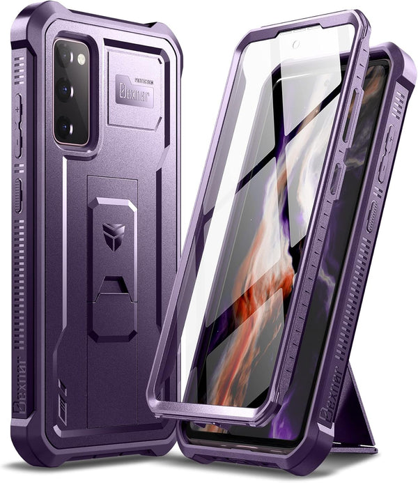 Dexnor Samsung Galaxy S20 FE Case, Built-in Screen Protector and Kickstand, Heavy Duty Military Grade Protection,