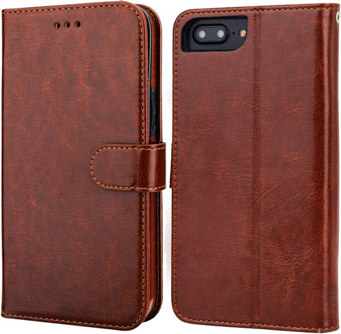 Bocasal PU Leather Wallet Case for iPhone 7/8 Plus with Card Holder, Magnetic Kickstand, Wrist Strap, Removable Flip