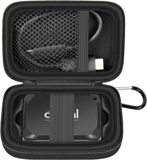 Carrying Case for Crucial X10/X9 Pro Portable SSD, External Hard Storage Holder Bag for USB-C Cable (Box Only)
