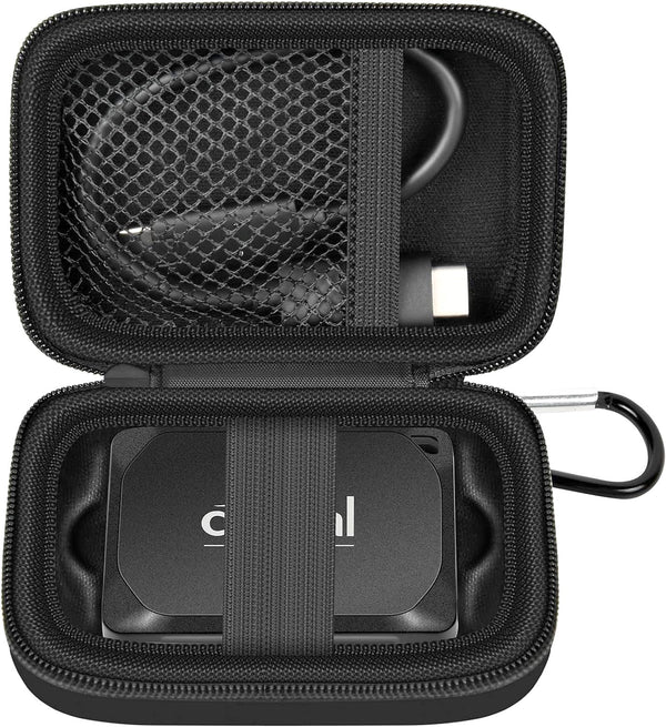 Carrying Case for Crucial X10/X9 Pro Portable SSD, External Hard Storage Holder Bag for USB-C Cable (Box Only)
