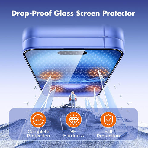 UNBREAKcable 3 Pack Screen Protector for iPhone 16, Military Grade Shatterproof, Easy Installation Tool