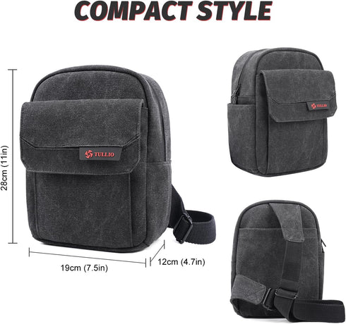 TULLIO Small Camera Bag, Lightweight Camera Sling Bag Waterproof DSLR/Mirrorless Crossbody Case with Rain Cover