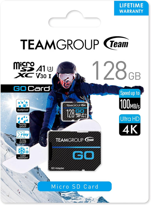 TEAMGROUP GO 128GB x 2 PACK Micro SDXC UHS-I U3 V30 for GoPro & Action Cameras, High Speed with Adapter