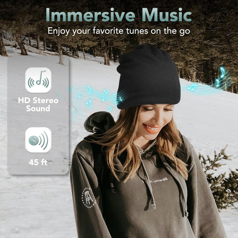 2023 Bluetooth Beanie, Wireless Headphones, Stylish Bluetooth Hat with HD Stereo Sound, Built-in Mic, Tech Gifts