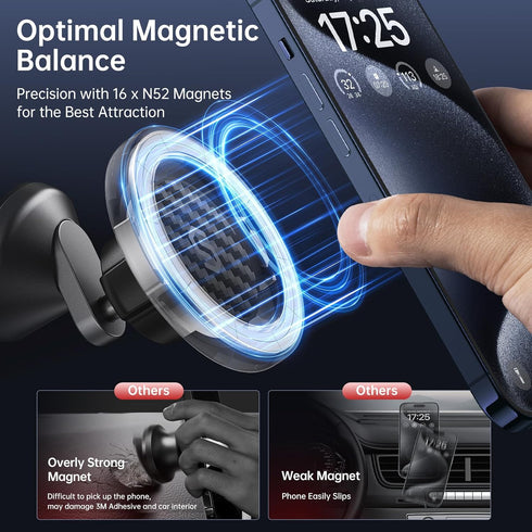 SYNCWIRE MagSafe Car Mount | Carbon Fiber Magnetic Phone Holder for Car, 360° Rotation, Strong Magnet for iPhone 15 Pro