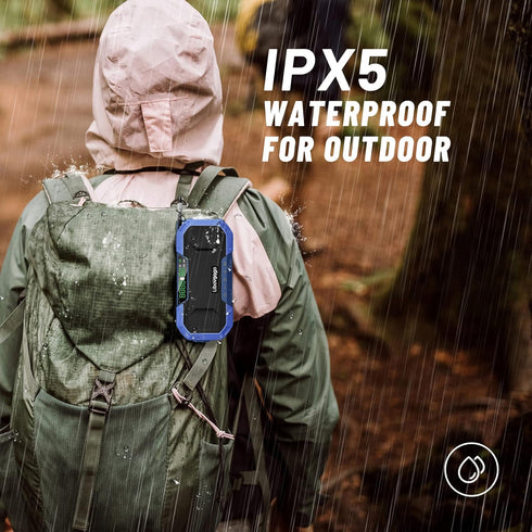 Emergency Radio Waterproof Bluetooth Speaker - Portable AM FM Radio with Flashlight and Cell Phone Charger