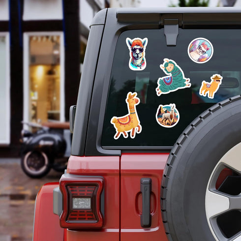 50 Pcs Funny Llama Stickers, Waterproof Decals Vinyl Cute Animal Alpaca Camel Theme Sticker Patches for Bottles,