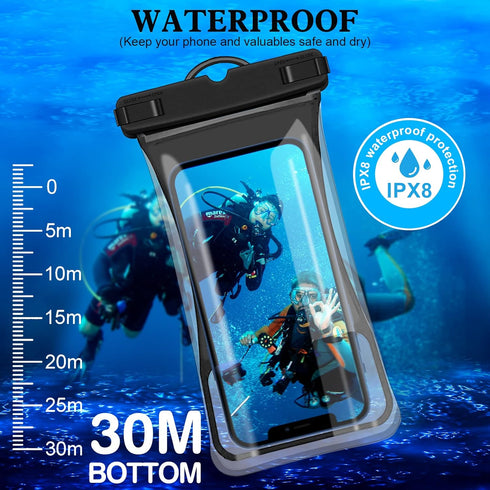 7.0" Universal Waterproof Phone Pouch, Floating Cellphone Dry Bag Case with Lanyard, IPX8 Waterproof for iPhone