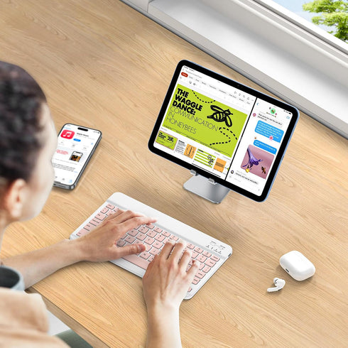 Emetok Wireless Keyboard for Tablet, iPad, iOS, Android, Windows, Rechargeable Mini Bluetooth Keyboard, Portable Size