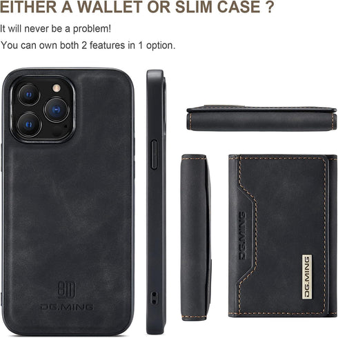 SZHAIYU 2 in 1 Detachable Back Cover for iPhone 13 Pro Max, Wallet Case with Card Holder, Slim Leather Pocket