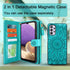 Harryshell Detachable Magnetic Zipper Wallet Case for Samsung Galaxy A32 5G (2021), Flower Design (Blue Green)