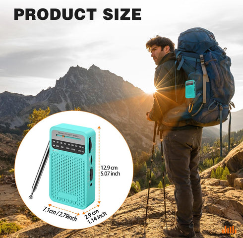 Goodes Portable Radio AM FM, Transistor Radio with Loud Speaker, 2AA Battery Operated, Green Color