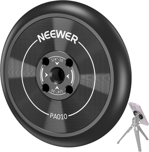 NEEWER Magnetic Phone Tripod Mount Adapter with 1/4" Holes, Compatible with iPhone MagSafe, Phone Holder for Video