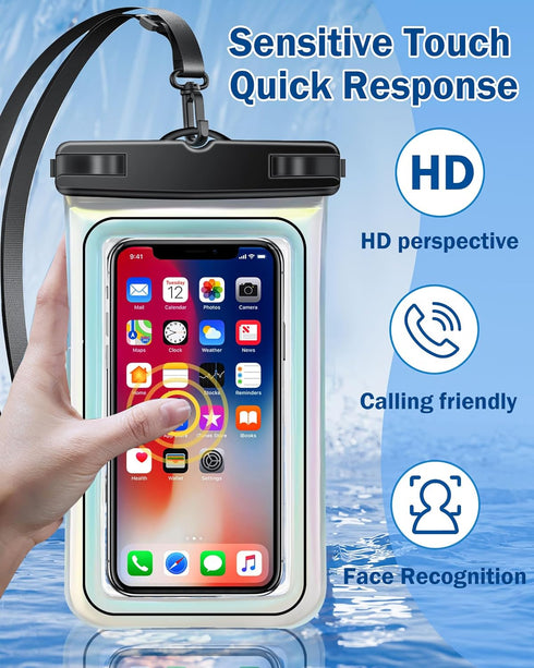 Floating Waterproof Phone Pouch - IPX8 Case for iPhone 15 14 13 Pro Max Galaxy S24 S23, with Adjustable Lanyard