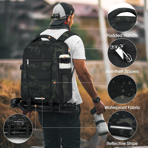 Professional Camera Bag Backpack for DSLR SLR Mirrorless Waterproof with Rain Cover, Anti Theft Travel Case