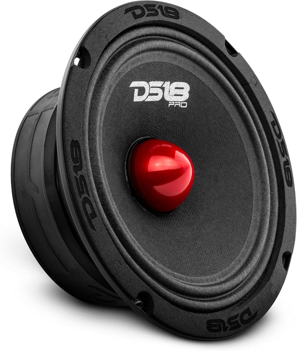 DS18 PRO-GM6.4B Midrange Loudspeaker 6.5" Red Aluminum Bullet, 480W Max, 4 Ohms, Premium Quality Audio Speaker