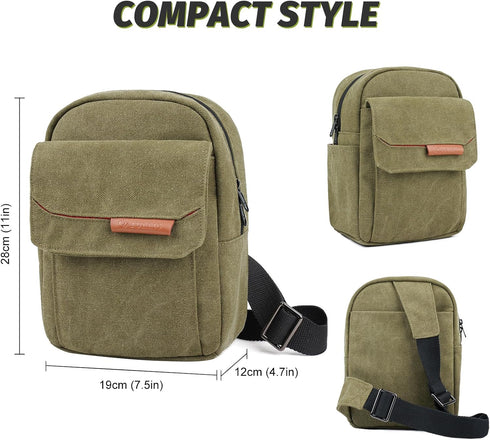 Small Camera Bag for Photographer, Waterproof Canvas Sling Bag Compatible with Nikon Sony for Men and Women