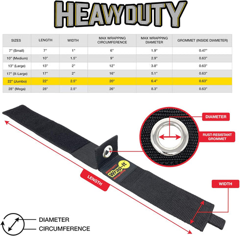Heavy-Duty Wrap-It Storage Straps, 22" (2 Pack), Hook and Loop Organizer for Cords, Cables, Hoses, Garage, Home, RV