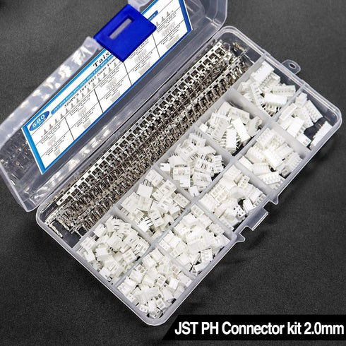 Taiss 580PCS JST PH Connector Kit, 2.0mm 2/3/4/5/6Pin Housing, Female and Male Adapter Cable Connector Plug