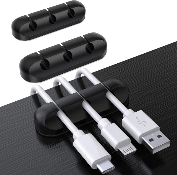 SOULWIT Cable Holder Clips, 3-Pack Silicone Self-Adhesive Cord Organizer for Desktop USB Charging & Power Cables