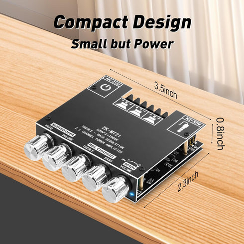 ZK-MT21 Board,50W+50W+100W 2.1 9-24V, Daakro Bluetooth Amplifier Channel Subwoofer Amp Board with Treble/Bass/Sub