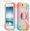 Heavy-Duty Military Grade Rugged Case for iPhone SE3/SE2/6/6S/7/8 4.7" with Ring Stand & 2 Screen Protectors (Rainbow
