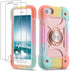 Heavy-Duty Military Grade Rugged Case for iPhone SE3/SE2/6/6S/7/8 4.7" with Ring Stand & 2 Screen Protectors (Rainbow