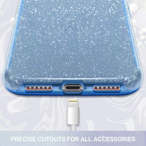 MILPROX Bling Sparkly Glitter Case for iPhone 11, Protective 3 Layer Hybrid Anti-Slick Slim Soft Cover, Blue