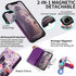 CASEOWL iPhone 13 Pro Max Wallet Case, Magnetic Detachable Leather Flip with 9 Card Holder, Strap, Marble Purple