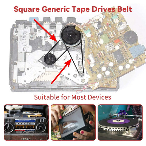 Recorder Rubber Belts, Cassette Recorder Maintenance Mix, 50PCS Rubber Square Belt 40-135MM