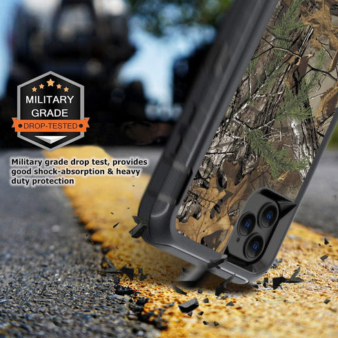 Compatible for iPhone 12/12 Pro Case with Screen Protector, 3-Layer Full Body Shockproof Rugged Camo Protective Case
