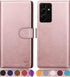 SUANPOT Rose Gold Leather Wallet Case for Samsung Galaxy S21 Ultra 6.8", RFID Blocking, Flip Folio Book Phone Case,