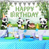 Cartoon Panda Birthday Decorations, Panda Backdrop for Party Supplies, Green Bamboo Background for Kids Birthday Party
