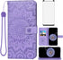 Samsung Galaxy S9 Plus Wallet Case with Tempered Glass Screen Protector, Leather Flip Cover (Purple)
