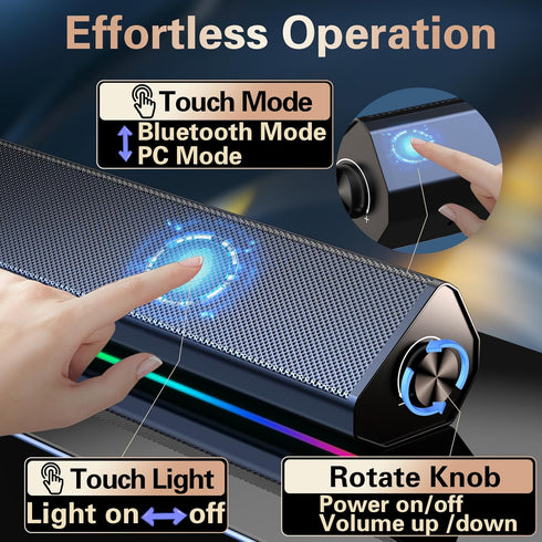 LENRUE Computer Speakers for Desktop PC, PC Speakers with Bluetooth for Laptop,Tablet,Cellphone,USB Wired PC Sound-bar