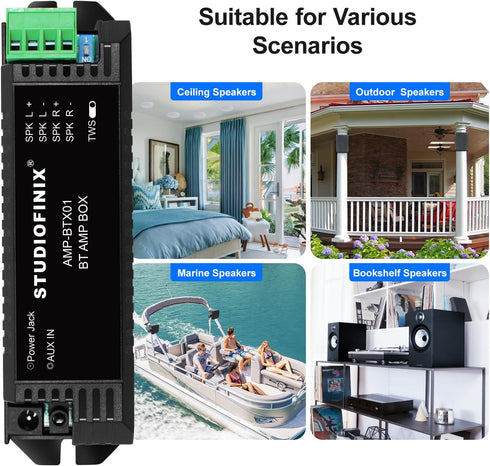 STUDIOFINIX 2-Channel 5.1 STUODIOFINIX Mini Bluetooth Amplifier for Passive Speakers with TWS,AUX,Replacement