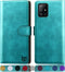 SUANPOT Leather Wallet Case for Samsung Galaxy A71 5G, RFID Credit Card Holder, Shockproof Flip Folio Cover, Blue Green