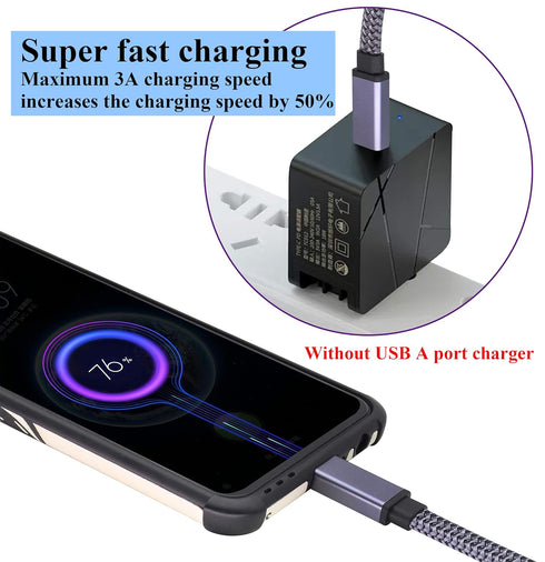 Flat Braided Type C USB 3.1 Adapter Extender Cable, 5 Gbps & 2A, Full Function for Laptop, Tablet, Mobile Phone