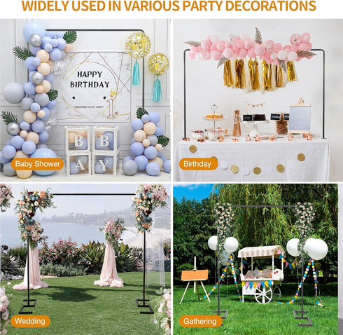 8.2FT 2 Square Wedding Arch,Metal Arch Backdrop Stand Heavy Duty Adjustable,Extra Clamp Change Over The Table Rod