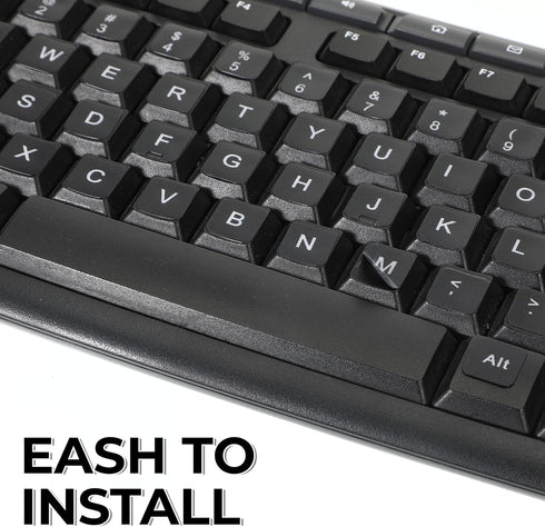 Josojoou 4PCS Keyboard Letter Stickers, Ultra-Clear Black Background with White Text Laptop Keyboard Stickers