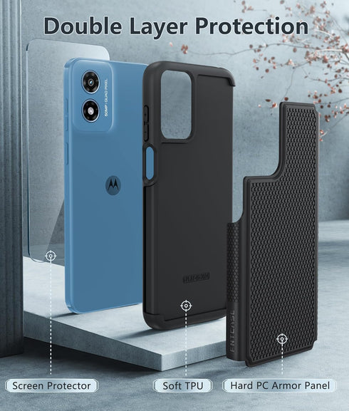 FNTCASE Motorola Moto G-Play-2024 Case: Heavy Duty Shockproof Rugged Dual Layer Cell Phone Cover with Non Slip Textured