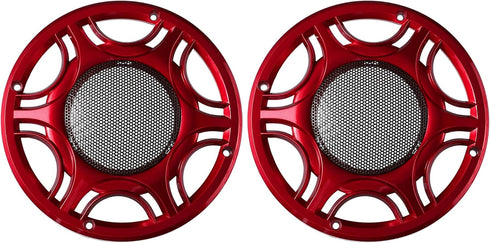 X AUTOHAUX 2pcs 6 Inch Car Metal Audio Speaker Grill Cover, Red Decorative Circle Grille Protector