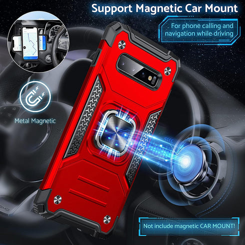 Anqrp Galaxy S10 Plus Case, Military Grade Protective Cover with Enhanced Metal Ring Kickstand for Samsung Galaxy S10+