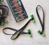 GREEN & BLACK "Tree Frog" Bongo Ties, 10 Pack "Style-D", Professional Cable Ties Made of Natural Rubber and Bamboo