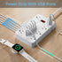 HUNIAN 5 8 6 (1 Power Strip with USB, Flat Plug Extension Cord Surge Protector Ft, Power Strip with Widely Spaced