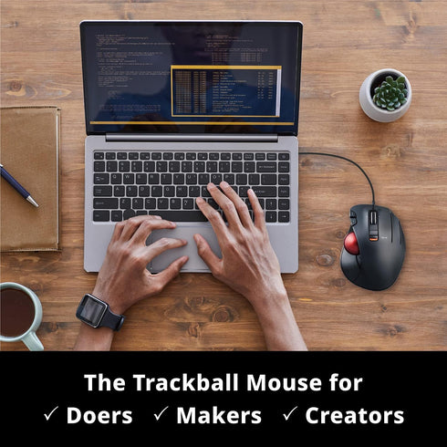 ELECOM EX-G Wired Trackball Mouse, Ergonomic Thumb Control, Smooth Tracking Roller Ball for PC Mac