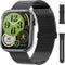 Smart Watch for Men Women, Original Silicone Strap, Steel Band Replacement, Fitness Tracker, Heart Rate Monitor,