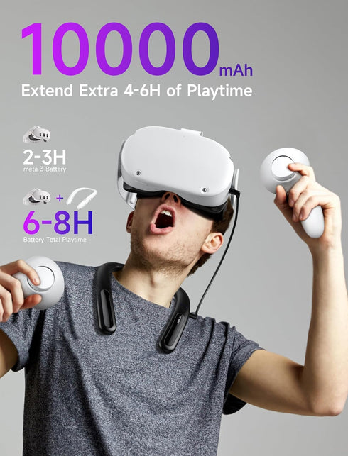 JSAUX Battery Pack for Meta Quest 2/3, 10000mAh PD Fast Charger, Extra 4-6 Hours Playtime, VR Power Accessories